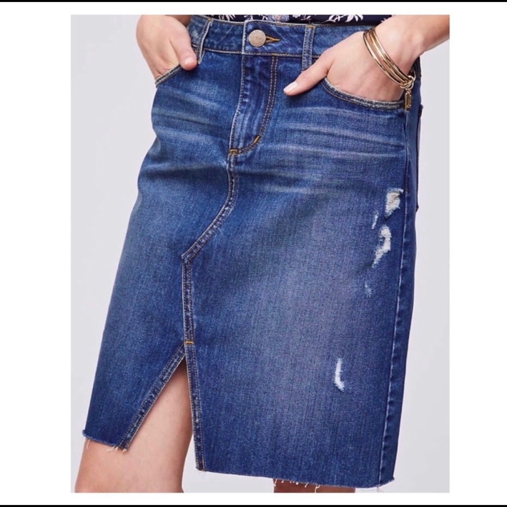 Loft split denim midi skirt size 2
